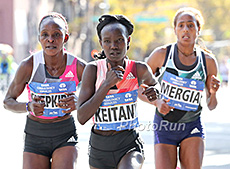 Keitany Leads Chepkirui and Mergia